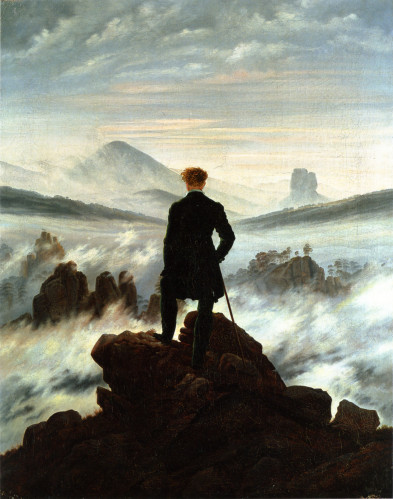 En tête Voyageur contemplant une mer de nuages C D Friedrich